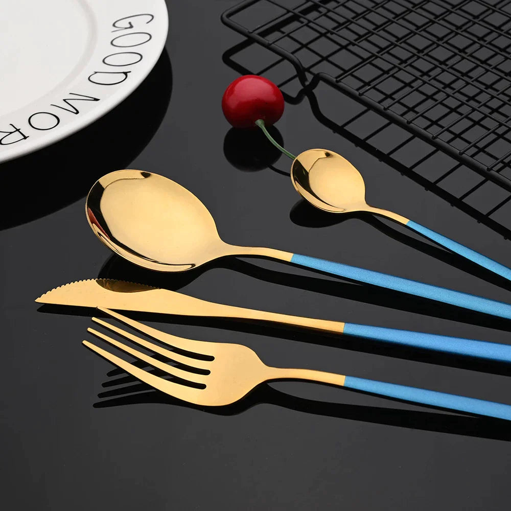 Set Tacâmuri 24 Piese Stil Portughez din Oțel Inoxidabil – Eleganță și Rafinament la Masă