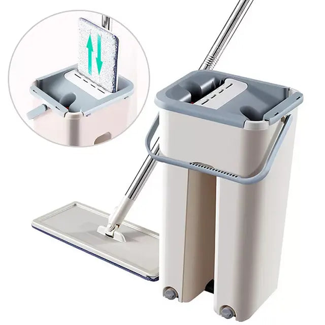 Mop profesional cu doua cuve de spalare si uscare + 2 rezerve cadou