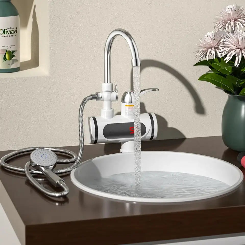 Robinet electric pentru apă caldă instant Heater cu sistem de duș inclus, 3000W