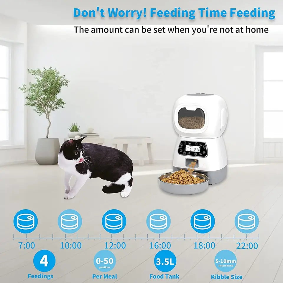 Dispenser automat hrana animale, Înregistrare vocală, 3.5 L