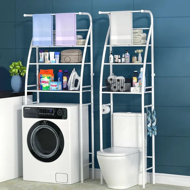 Raft organizator cu 3 polițe pentru spațiul deasupra mașinii de spălat – ideal pentru baie sau spălătorie