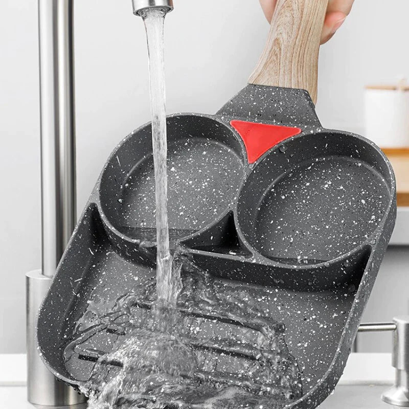 Tigaie Antiaderentă cu 2 Compartimente și Zonă de Grill – Material Aliaj de Aluminiu