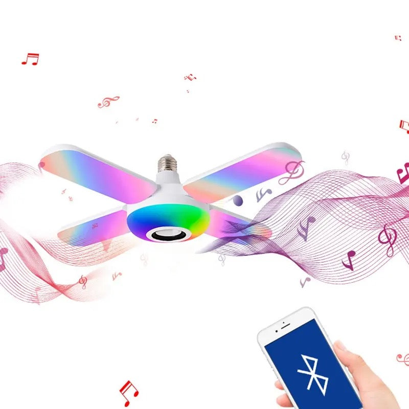 Bec cu 4 brate cu lumina multicolora, cu functie muzicala prin bluetooth.