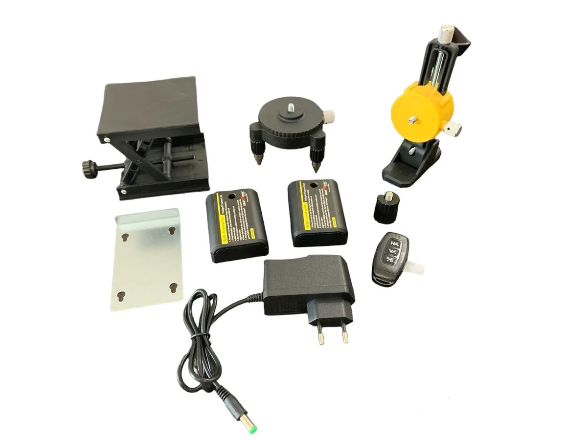 Kit Nivela Laser, autonivelare, telecomandă, trepied, 16 linii verzi, 4×360°