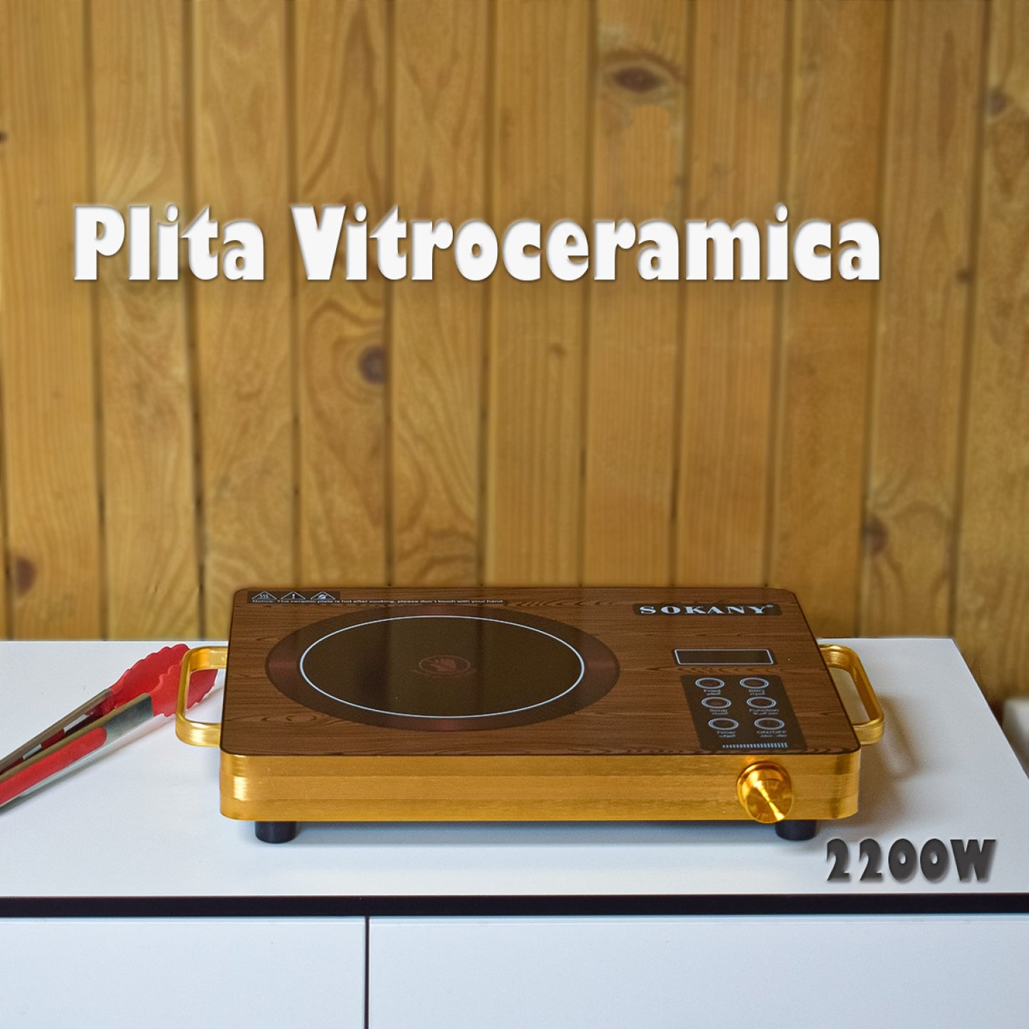 Plita electrica vitroceramica, Sokany SK-3569, 2200w, control al temperaturii, timer, afisaj digital