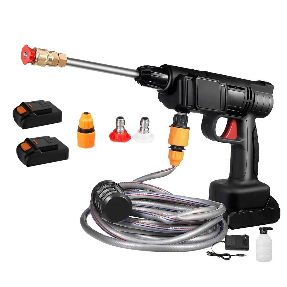 Aparat de spalat cu presiune fara fir ( portabil ), cu 2 acumulatori, 500W, 48V, 8L/min, 30 bar, negru, accesorii si valiza inclusa
