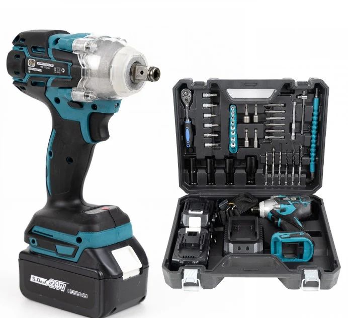 Cheie de Impact – Mașină de Înșurubat LEIH MANN, 550Nm, 43 Accesorii, 2 Acumulatori 48VF, Valiză inclusă