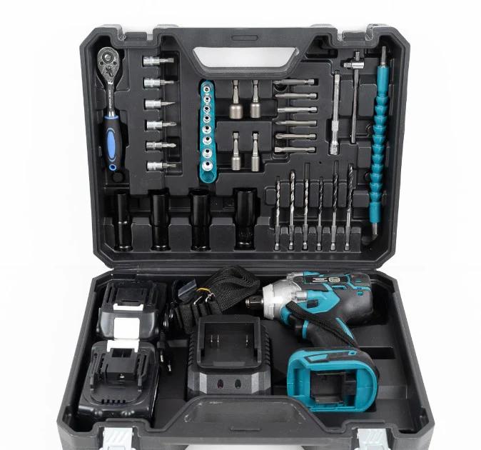Cheie de Impact – Mașină de Înșurubat LEIH MANN, 550Nm, 43 Accesorii, 2 Acumulatori 48VF, Valiză inclusă