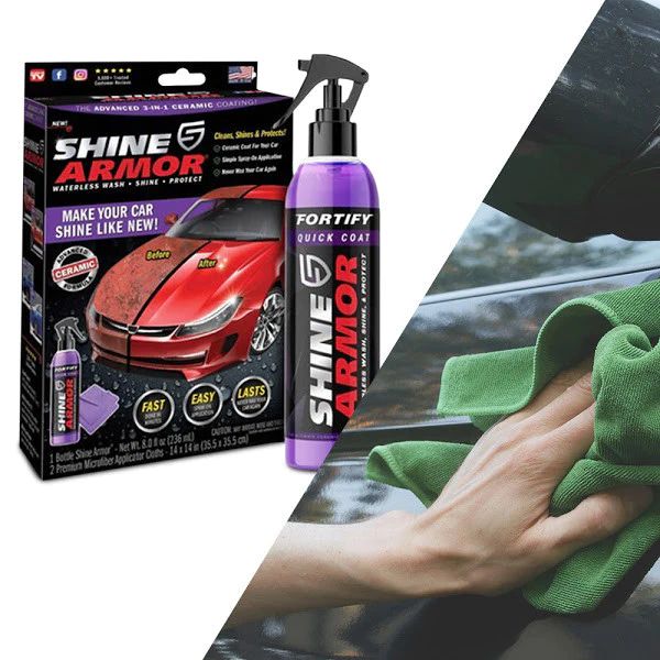 Kit Ceara Lichida Shine Armor Ceramic Wax, 236 ml + Laveta Microfibra Cadou