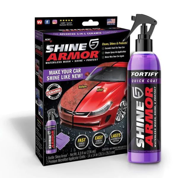 Kit Ceara Lichida Shine Armor Ceramic Wax, 236 ml + Laveta Microfibra Cadou