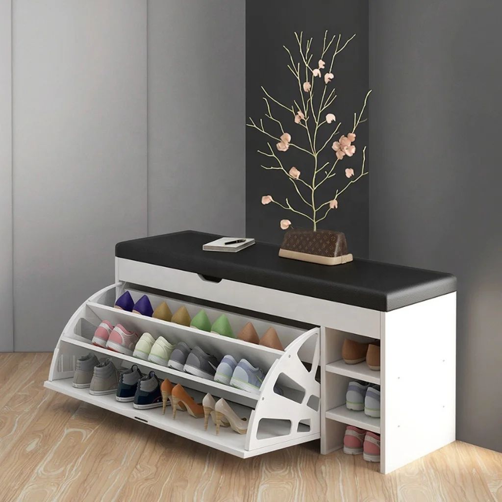 Dulap pentru pantofi tip banchetă, 80 x 30 x 51 cm, Alb
