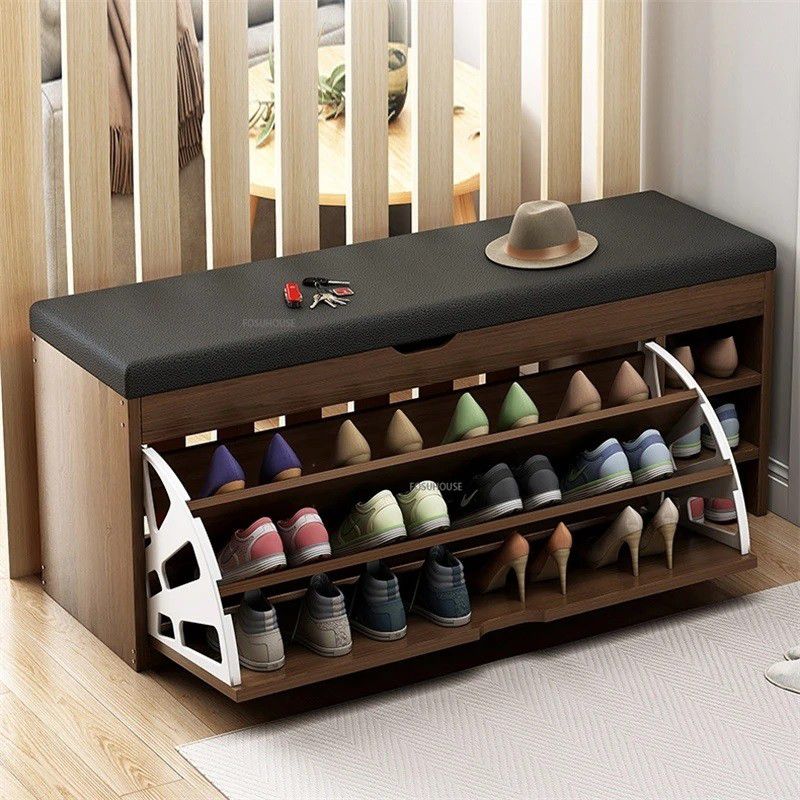 Dulap pentru pantofi tip banchetă, 80 x 30 x 51 cm, Maro
