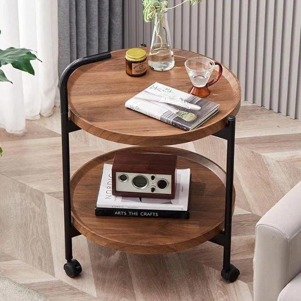 Masă rotundă de cafea pentru living, design nordic, 40 x 40 x 65 cm