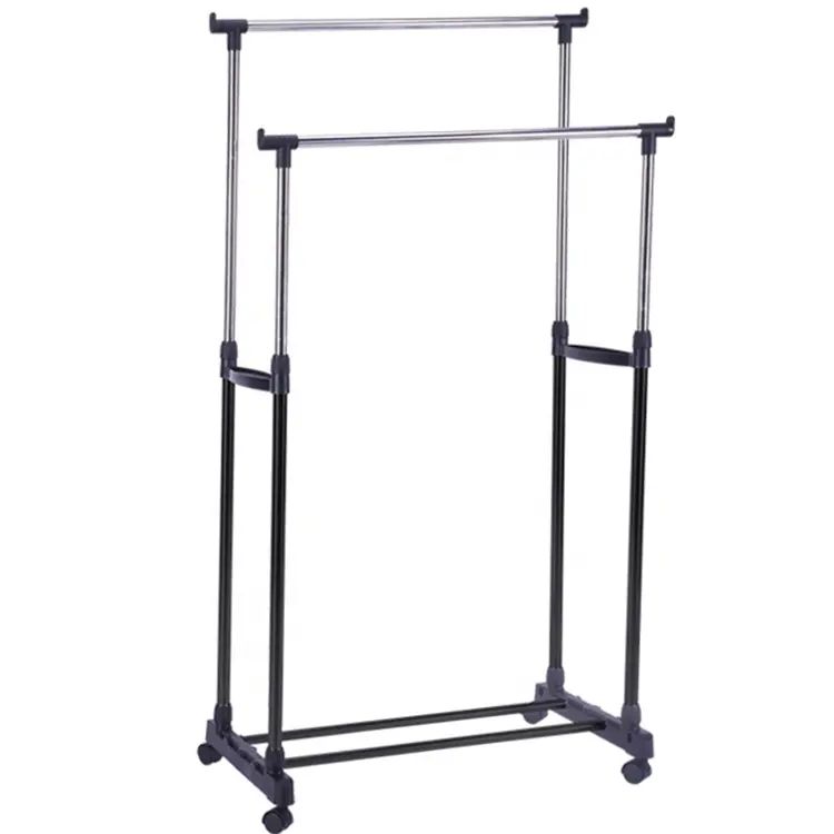 Suport metalic mobil dublu pentru imbracaminte – inaltime 160 cm