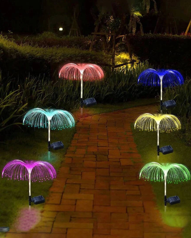 Set 2 x Lampa Solara Decorativa de Gradina Tip Palmier, Multicolor RGB
