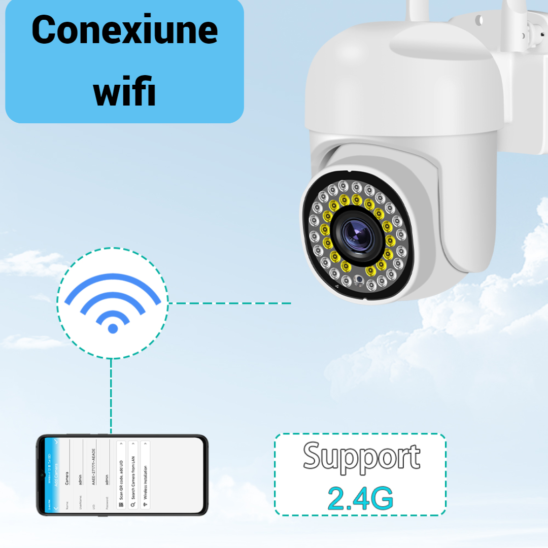 Camera wifi de exterior, cu senzor de miscare, vedere nocturna, full HD
