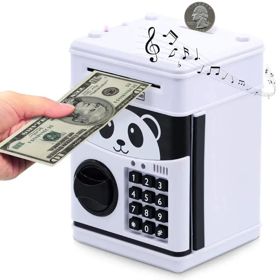Pusculita interactiva pentru copii cu functie ATM, cod PIN si retragere bancnote