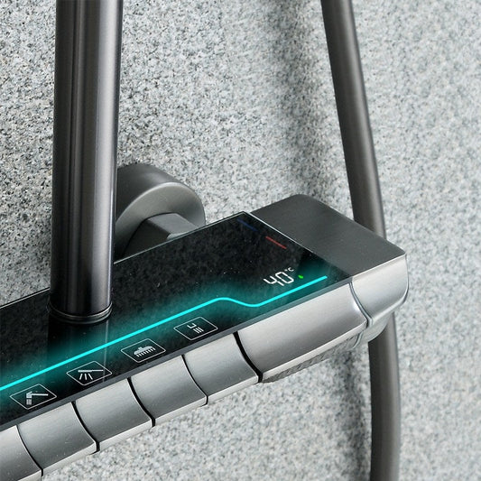 Coloană de duș smart cu afișaj LED termostatic, 4 moduri pulverizare, lumini LED, fără alimentare electrică