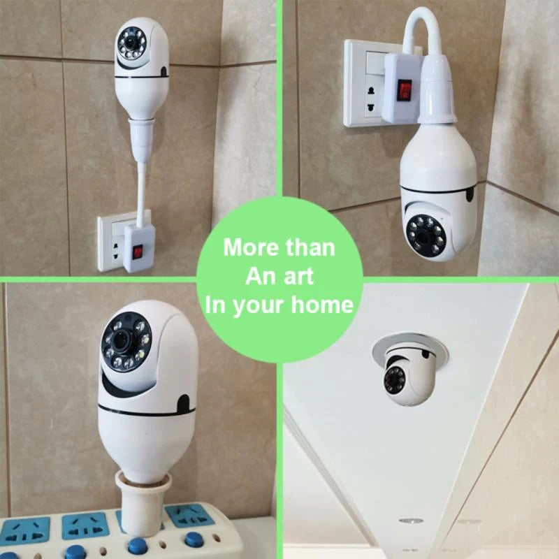Set 2 Camere IP, WI-FI, HD, Smart-Bulb, tip Bec cu Senzor de Miscare si Aplicatie Telefon