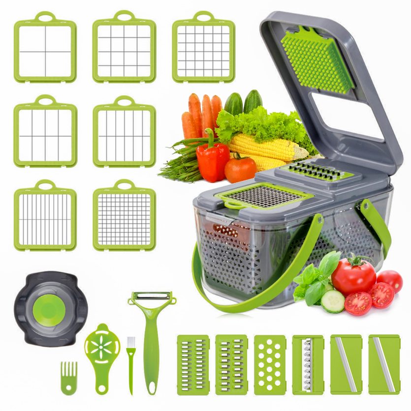 Tocator pentru legume și fructe cu 22 accesorii incluse