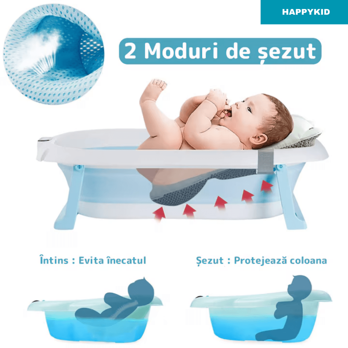 Cadita pliabila pentru bebelusi, termometru electronic incorporat, cu suport pernuta, picioruse antiderapante