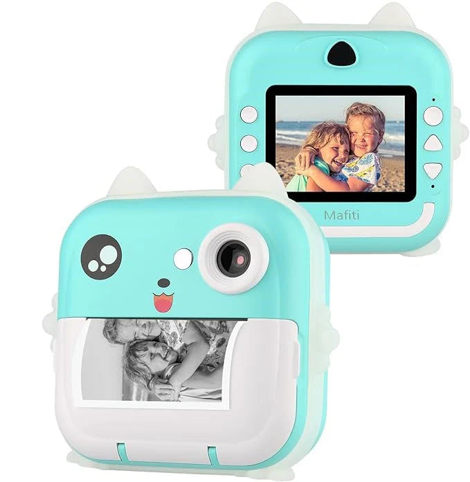 Aparat foto digital cu imprimare termică pentru copii, focalizare automată, display color de 2,4 inch 1080P Full HD
