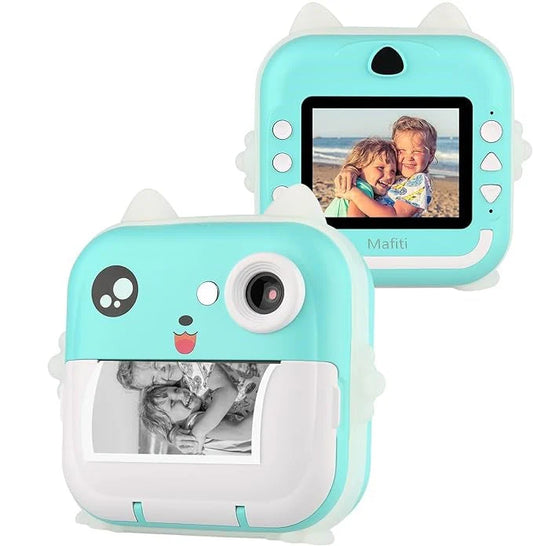Aparat foto digital cu imprimare termică pentru copii, focalizare automată, display color de 2,4 inch 1080P Full HD