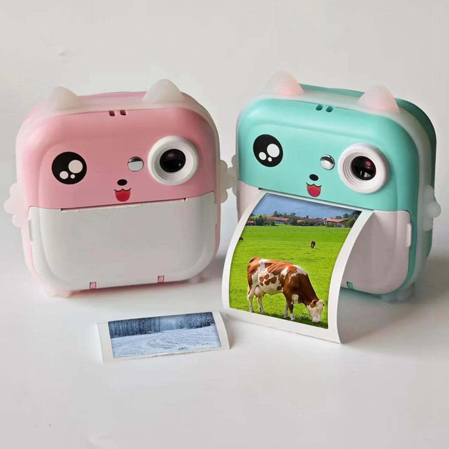 Aparat foto digital cu imprimare termică pentru copii, focalizare automată, display color de 2,4 inch 1080P Full HD
