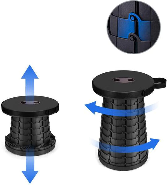 Scaun rotund portabil, retractabil, extensibil cu pliere telescopică pentru camping