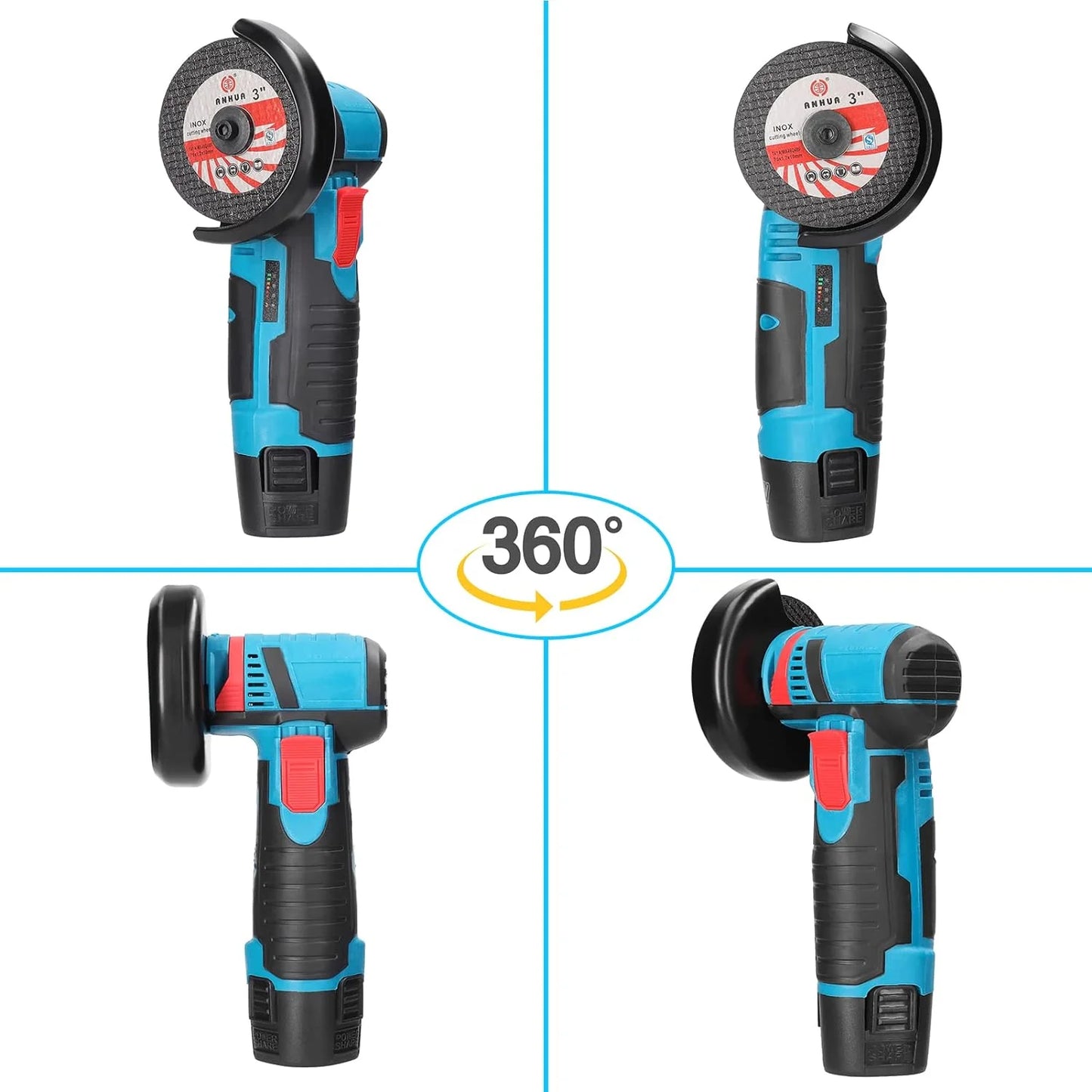 Mini Polizor / Flex Electric cu 2 Acumulatori Li-ion, Portabil, 12V