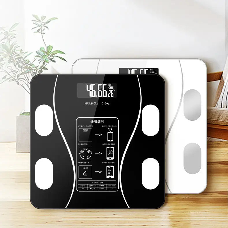 Cantar corporal cu ecran digital Iluminat, aplicatie smart, compatibil android/iOS, conectare bluetooth, termometru, 180 Kg Max