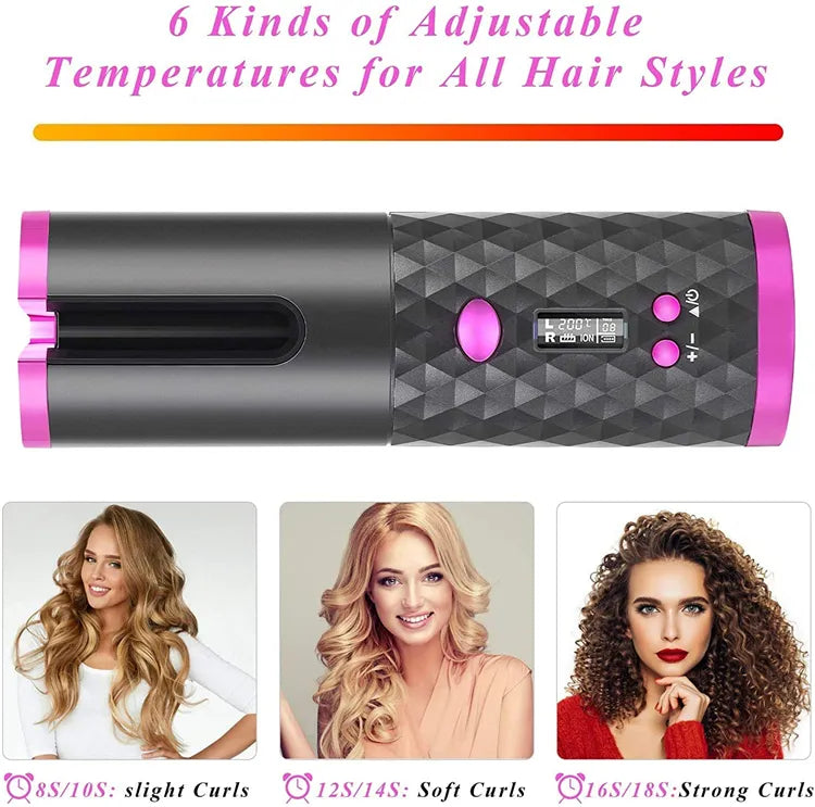 Ondulator ceramic de păr, fără fir cu acumulator 2500mAh