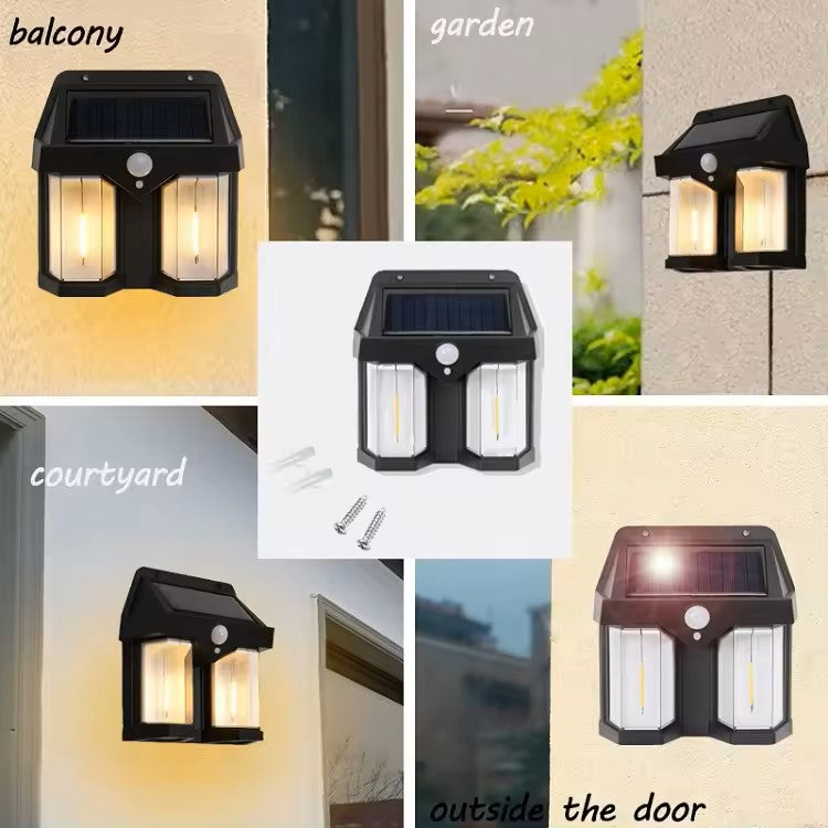 Lampa solara de perete dubla cu Senzor de miscare si 3 moduri iluminare