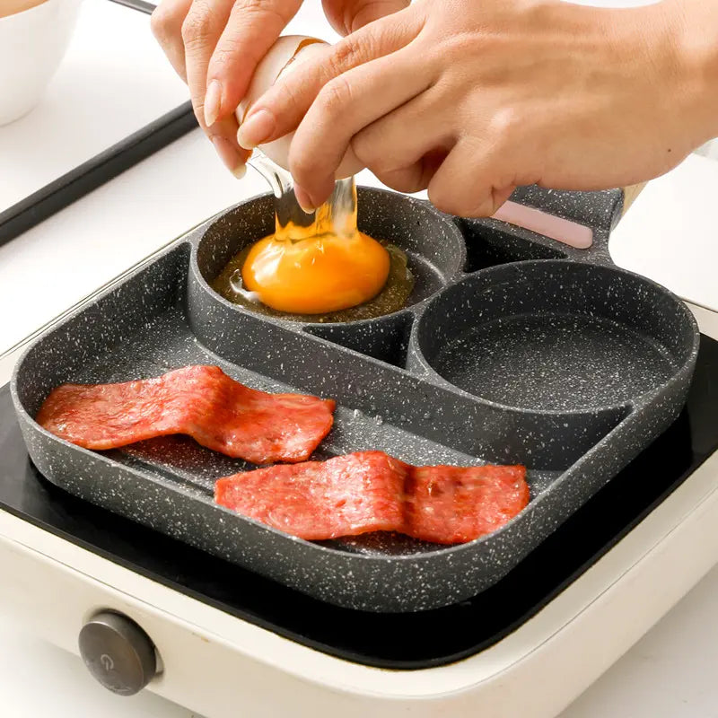 Tigaie Antiaderentă cu 2 Compartimente și Zonă de Grill – Material Aliaj de Aluminiu