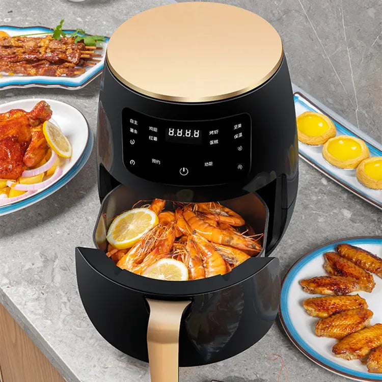 Friteuza cu aer cald, S-18 Air Fryer, 2400W, capacitate 6L si afisaj digital, LCD Touch control