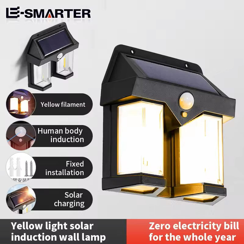 Lampa solara de perete dubla cu Senzor de miscare si 3 moduri iluminare