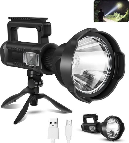 Lanterna LED, reincarcabila, functie Powerbank, 4 moduri iluminare, trepied inclus