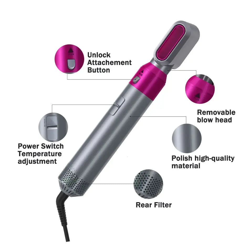 Multistyler Airwrap Hot Air Styler 5 in 1, ondulator, uscător, accesorii
