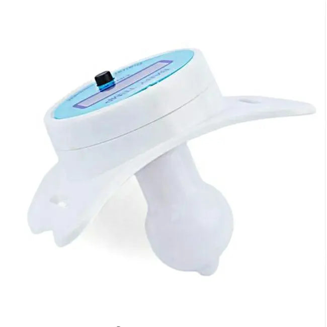 Suzeta cu Termometru EDAR, Capac Protectie, Baterie, Buton ON/OFF, Acuratete 0,1 Grade Celsius, Display LCD, Albastru/Alb