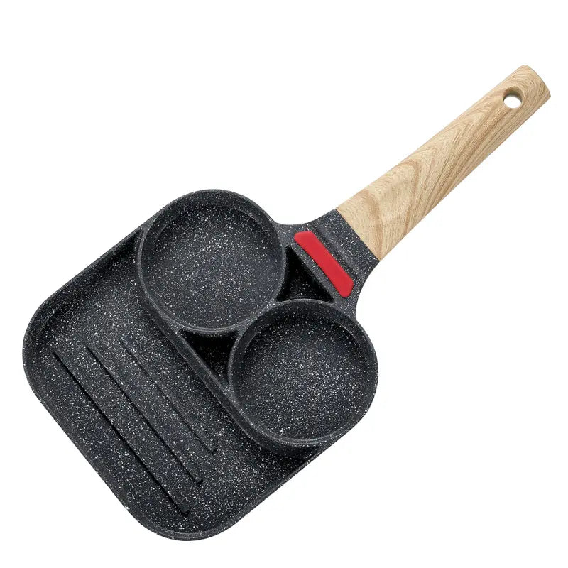 Tigaie Antiaderentă cu 2 Compartimente și Zonă de Grill – Material Aliaj de Aluminiu