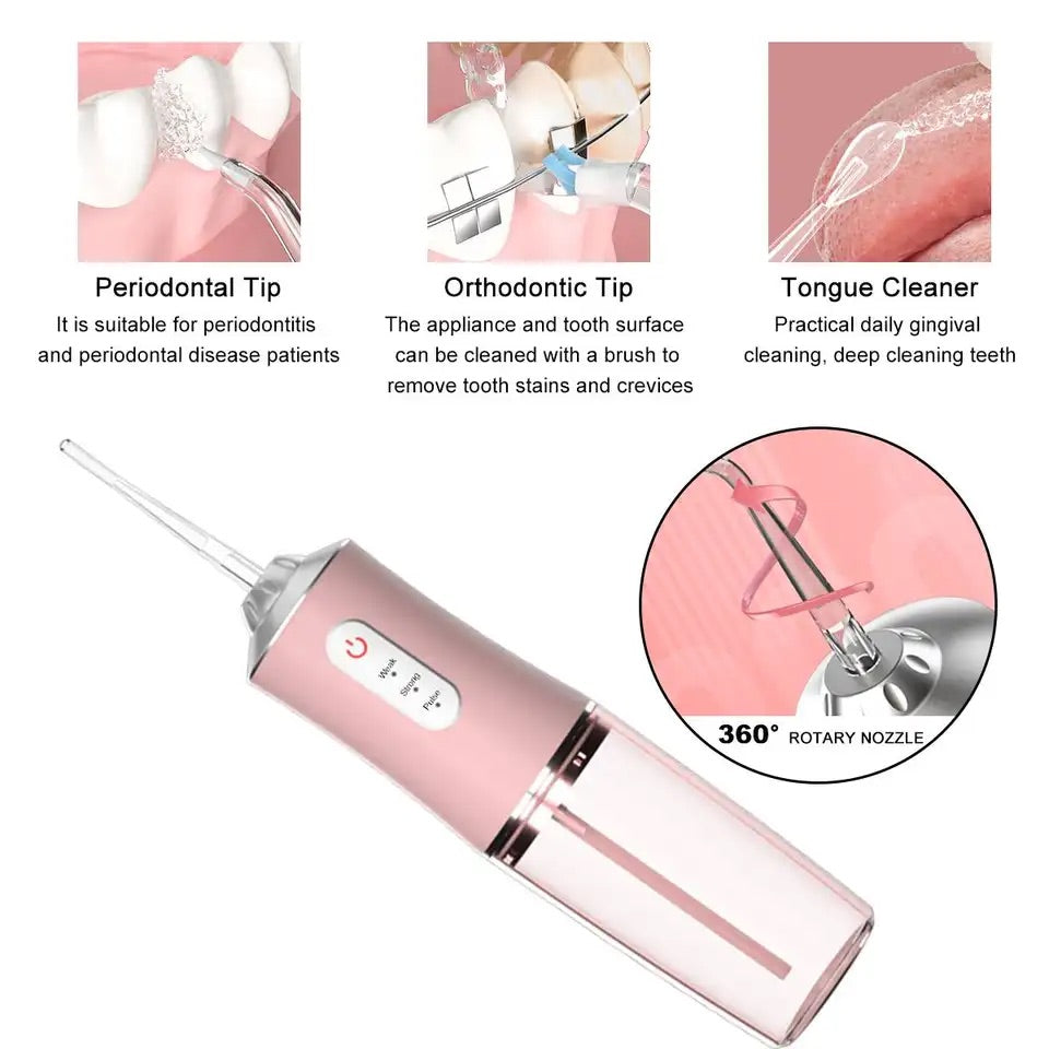 Irigator Oral Profesional pentru duș bucal, 4 Capete Curățare Anti-Tartru, Rezervor 220 ml