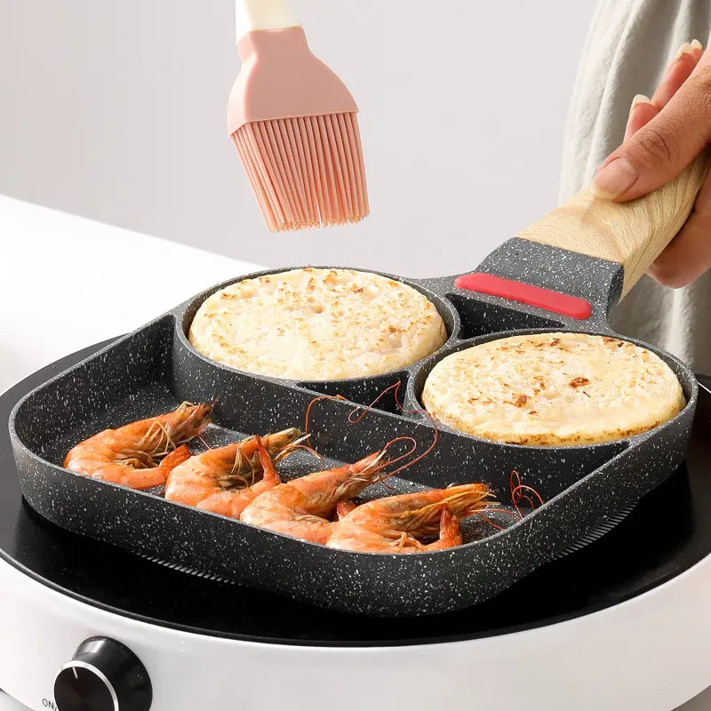 Tigaie Antiaderentă cu 2 Compartimente și Zonă de Grill – Material Aliaj de Aluminiu