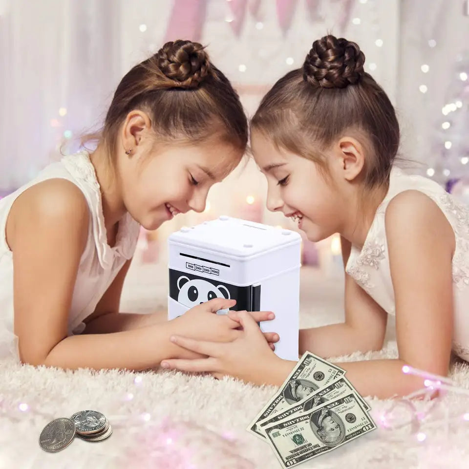 Pusculita interactiva pentru copii cu functie ATM, cod PIN si retragere bancnote