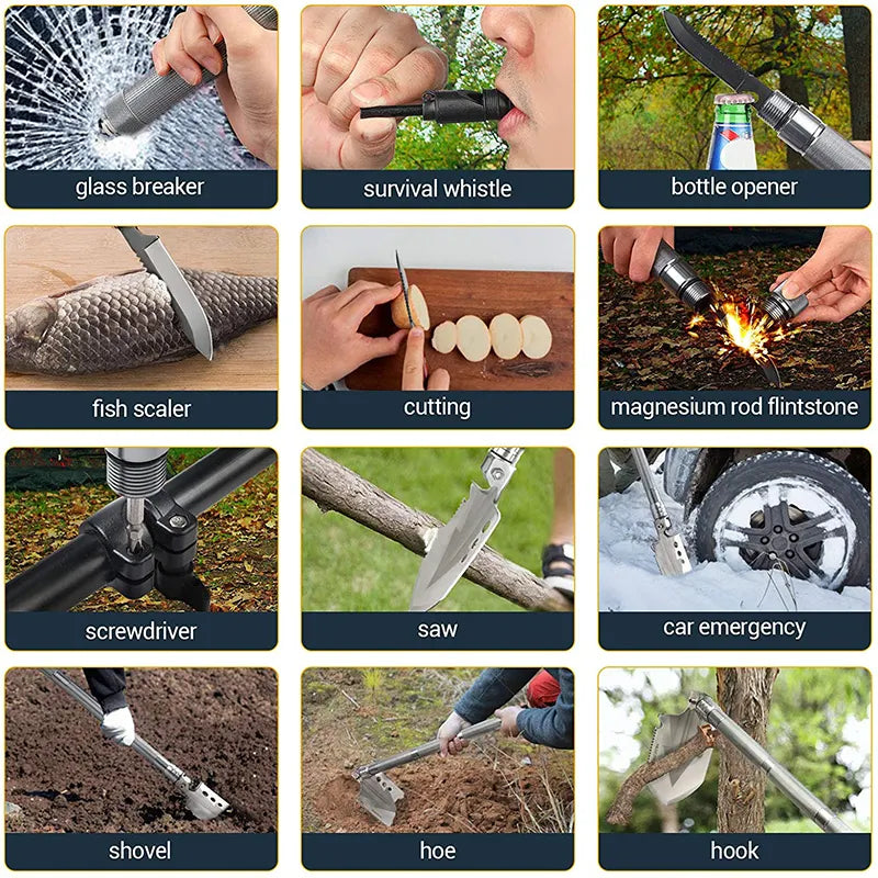 Lopată de camping Pliabilă – Kit Multifuncțional din Oțel