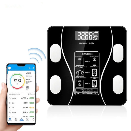 ChatGPT said: Cântar corporal cu ecran digital iluminat, aplicație smart, compatibil Android/iOS, conectare Bluetooth, termometru, 180 Kg Max