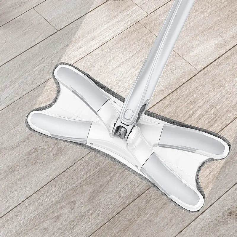 Mop cu burete din fibre și stoarcere tip X, cap rotativ 360°, braț extensibil