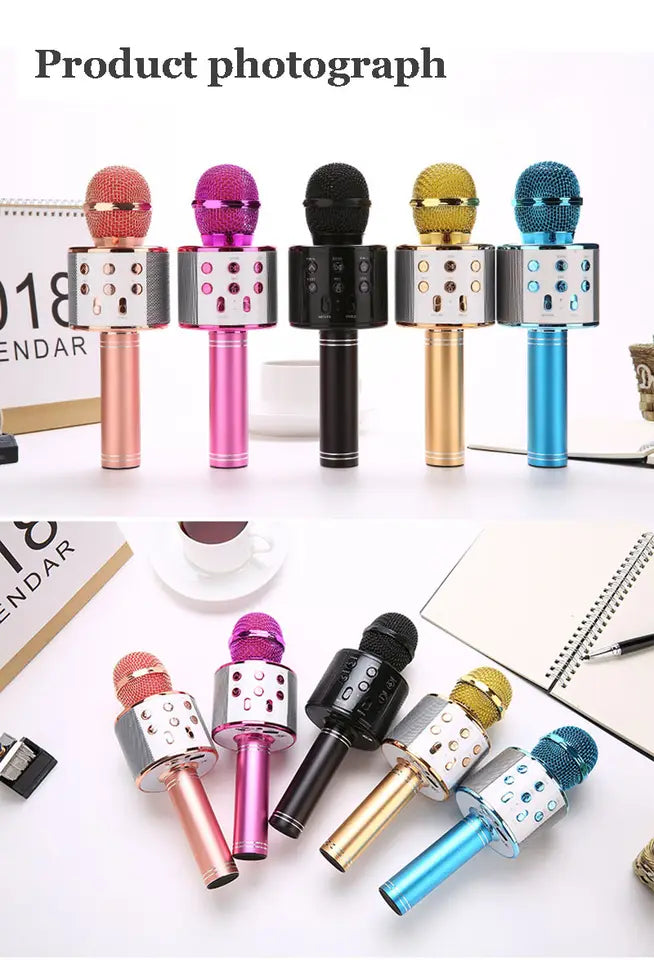 Microfon karaoke fara fir, acumulator incorporat, compatibil iOS, Android, PC și tablete