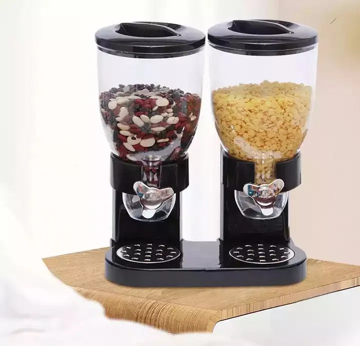 Dispenser dublu pentru musli, cereale, nuci, fulgi de porumb și bomboane
