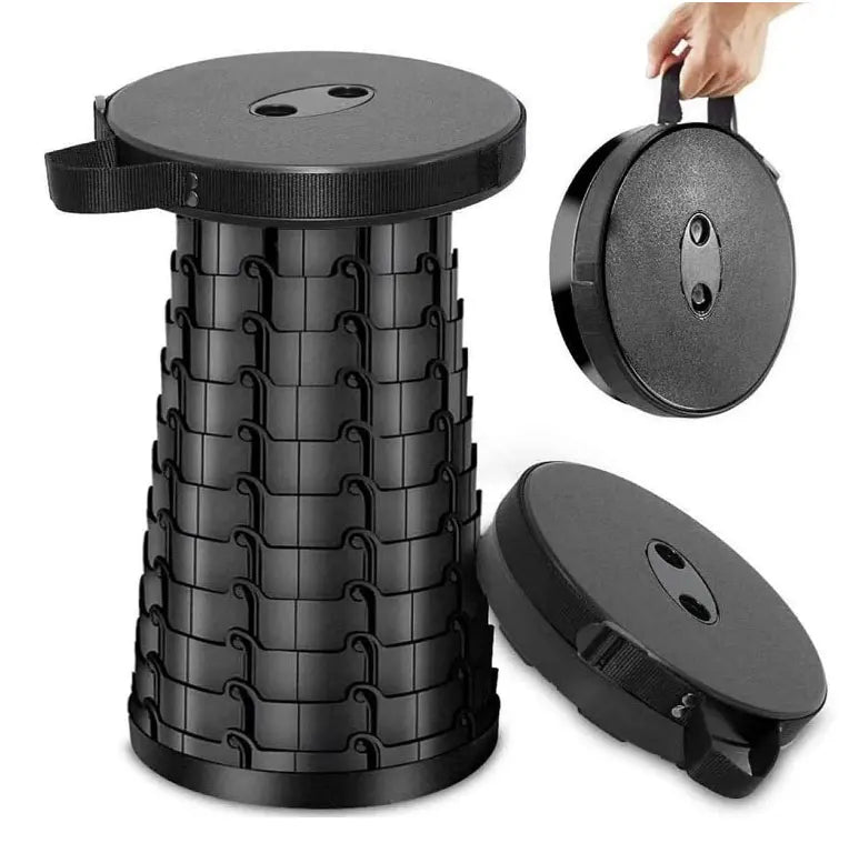 Scaun rotund portabil, retractabil, extensibil cu pliere telescopică pentru camping