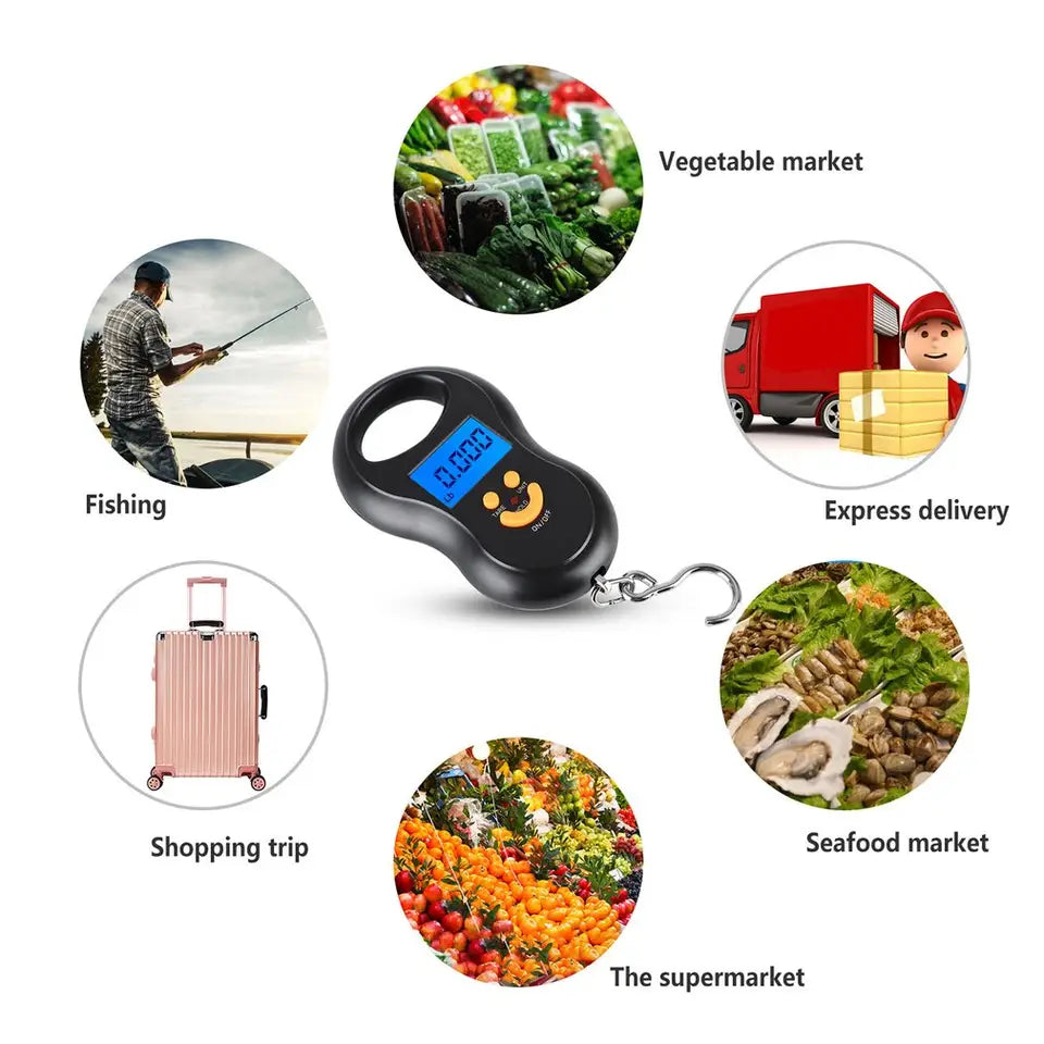 Cântar electronic portabil de mână 50kg cu afișaj digital